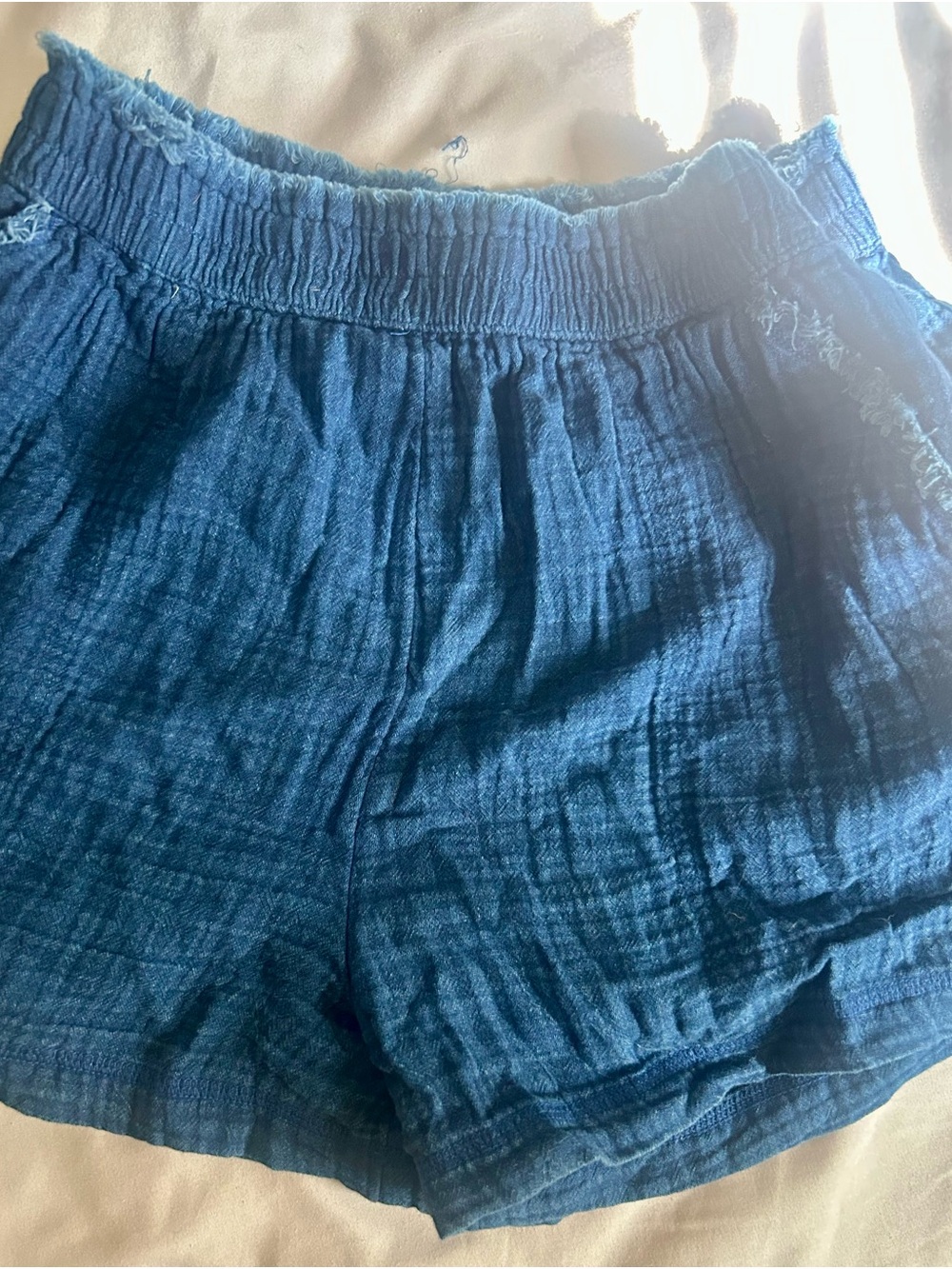 Aerie Pool to Party Gauze Lightweight Blue Women's High Waisted Shorts